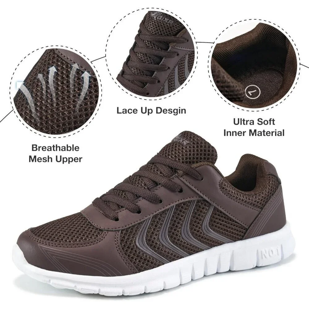 Women Running Shoes Slip On Walking Non Slip Comfortable Fashion Tennis Coffee